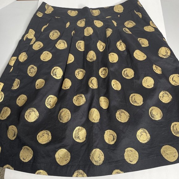 Ann Taylor Dresses & Skirts - Career Wear skirt size 10 black and gold polka dots 100% Cotton 5-0219